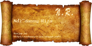 Nádassy Riza névjegykártya